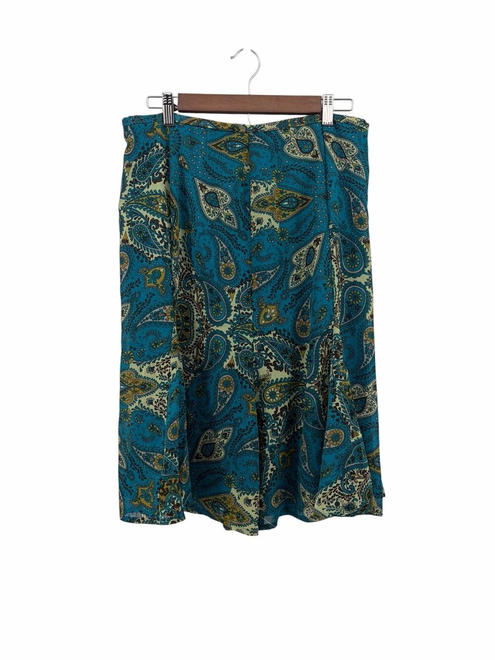 Size 12 A Line Boho Paisley Teal Knee Length Skirt